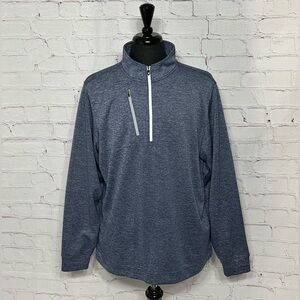 EXC! Footjoy XL Blue Heather Pinstipe Performance 1/2 Zip Golf NO COURSE LOGOS!